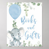 Bücher und Geschenke Elefantenballons Babyduschzei Poster (Vorne)