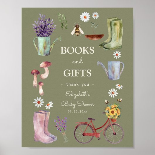 Bücher und Geschenke Garden Kinderdusche Zeichen Poster (Vorne)