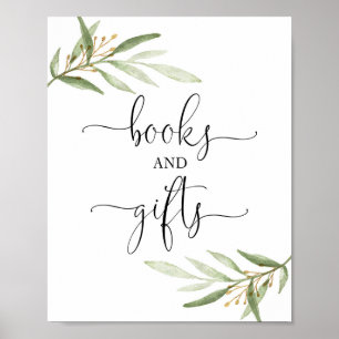 Bücher und Geschenke Grüne Gold Babydusche Zeichen Poster