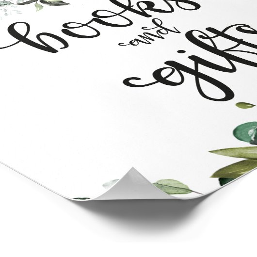 Bücher und Geschenke Grüne Kinderdusche Zeichen Poster (Ecke)