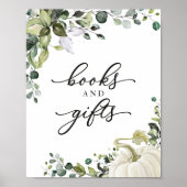 Bücher und Geschenke Grünzeug Baby Shower Schild (Vorne)