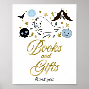 Bücher und Geschenke Halloween Baby Shower Schild