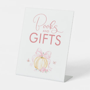 Bücher und Geschenke Kürbis Herbst Baby Shower Sockelschild