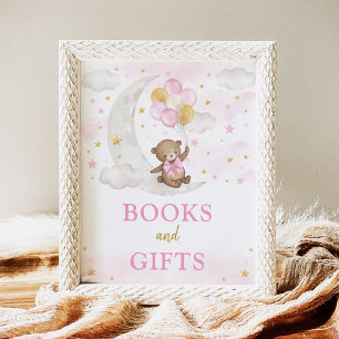 Bücher und Geschenke Moon Teddy Bären Pink Gold Ba Poster