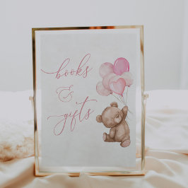 Bücher und Geschenke Pink Teddy Bear Babydusche Ze Poster