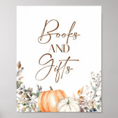 Bücher und Geschenke Pumpkin Herbst Kinderdusche Poster (Vorne)
