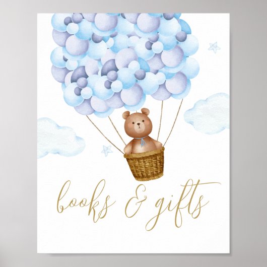 Bücher und Geschenke Teddy Bear Blue Baby Duschzei Poster (Vorne)