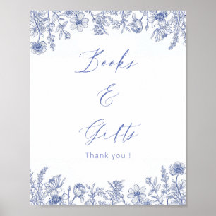 Bücher und Geschenke Toile weiß und blau Poster