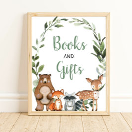 Bücher und Geschenke Wald Grüne Babydusche Zeichen Poster