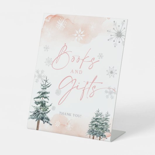 Bücher und Geschenke-Zeichen, Winterwunderland Sockelschild (Vorderseite)