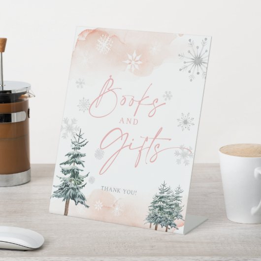 Bücher und Geschenke-Zeichen, Winterwunderland Sockelschild (In SItu)