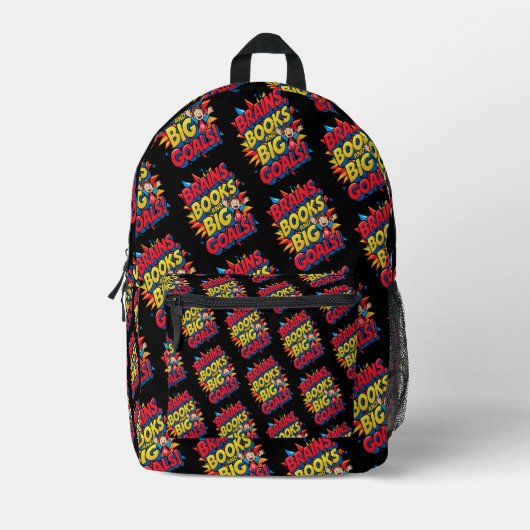 Bücher und große Ziele - Spaß zurück in die Schule Bedruckter Rucksack (Vorderseite)