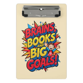 Bücher und große Ziele - Spaß zurück in die Schule Mini Klemmbrett
