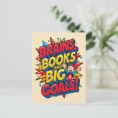 Bücher und große Ziele - Spaß zurück in die Schule Postkarte (Stehend Vorderseite)