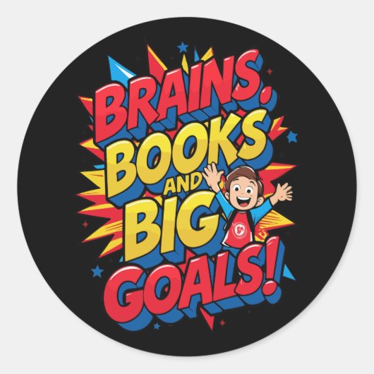 Bücher und große Ziele - Spaß zurück in die Schule Runder Aufkleber (Vorderseite)