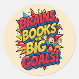 Bücher und große Ziele - Spaß zurück in die Schule Runder Aufkleber