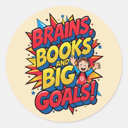 Bücher und große Ziele - Spaß zurück in die Schule Runder Aufkleber (Vorderseite)