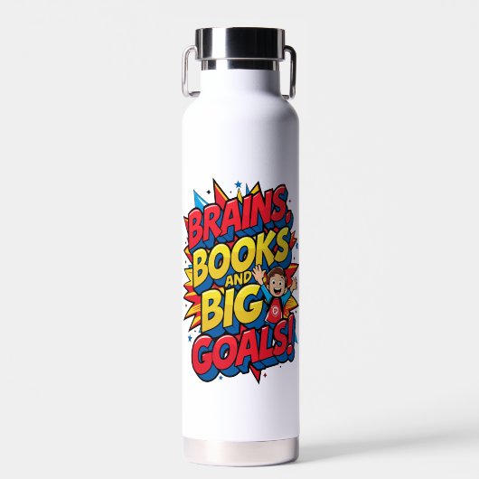 Bücher und große Ziele - Spaß zurück in die Schule Trinkflasche (Vorne)