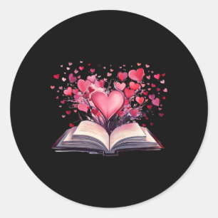 Bücher und Herzen Lehrer Bücherwurm Buchliebhaber Runder Aufkleber