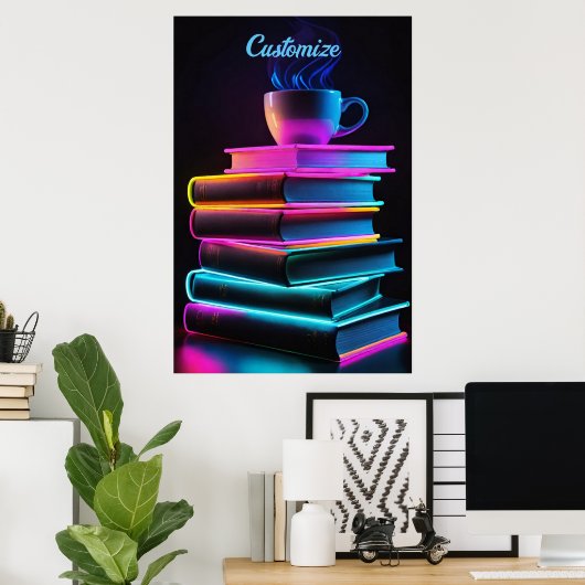 Bücher und Kaffee 2 Poster (Heimbüro)