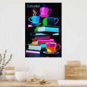 Bücher und Kaffee 3 Poster (Küche)