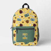 Bücher und Kaffee Bedruckter Rucksack (Vorderseite)