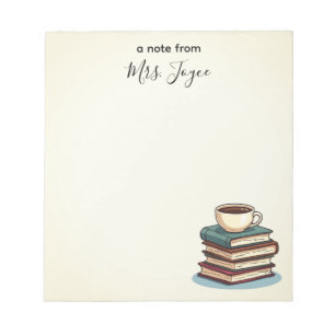 Bücher und Kaffee - Benutzerdefinierte Lehrerdankb Notizblock