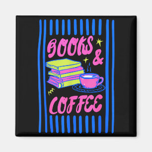 Bücher und Kaffee Buchliebhaber Bücherwurm Lesen B Magnet