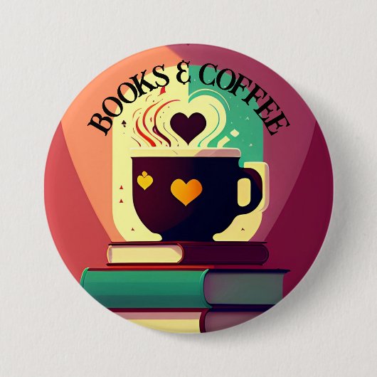 Bücher und Kaffee Button (Vorderseite)