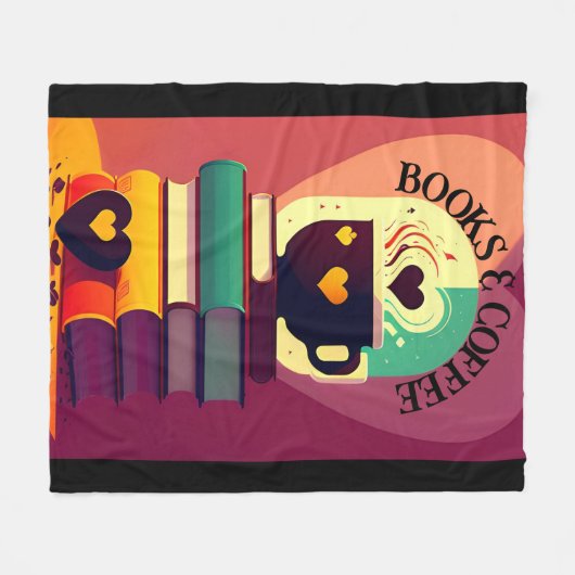 Bücher und Kaffee Fleecedecke (Vorderseite (Horizontal))