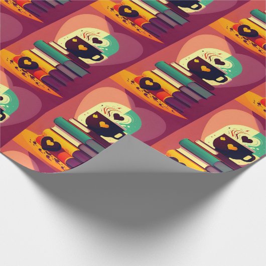 Bücher und Kaffee Geschenkpapier (Ecke)