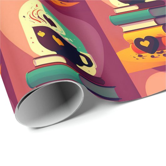 Bücher und Kaffee Geschenkpapier (Rolleneckpunkt)