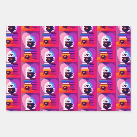 Bücher und Kaffee Geschenkpapier Set (Vorderseite 2)