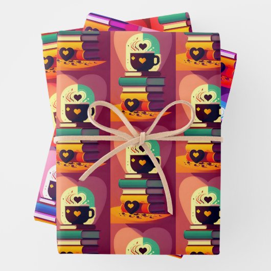 Bücher und Kaffee Geschenkpapier Set (Beispiel)