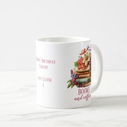 Bücher und Kaffee Kaffeetasse (VorderseiteRechts)