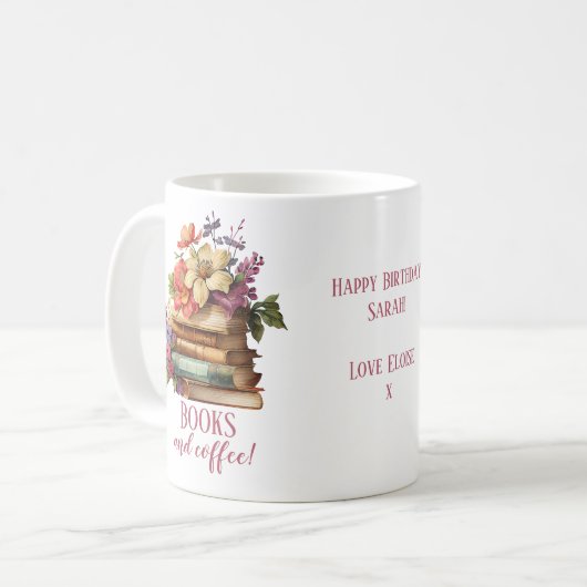 Bücher und Kaffee Kaffeetasse (Vorderseite Links)