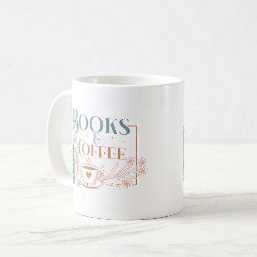 Bücher und Kaffee Kaffeetasse (Vorderseite Links)