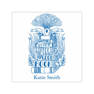 Bücher und Kaffee Lover Personalisiert Permastempel