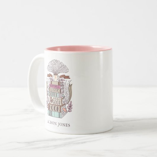 Bücher und Kaffee Lover Personalisiert Zweifarbige Tasse (Vorderseite Links)