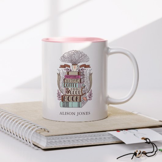 Bücher und Kaffee Lover Personalisiert Zweifarbige Tasse