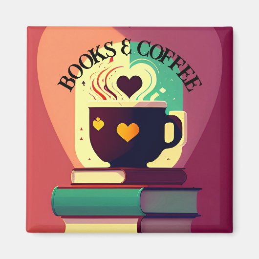 Bücher und Kaffee Magnet (Vorne)