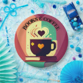 Bücher und Kaffee Pappteller (Party)