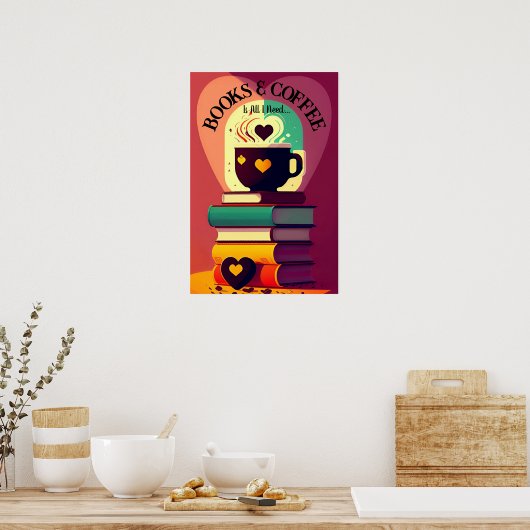 Bücher und Kaffee Poster (Küche)