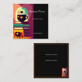 Bücher und Kaffee Quadratische Visitenkarte