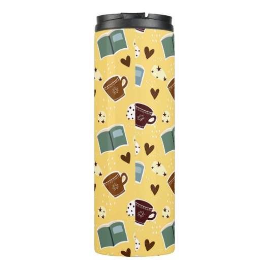 Bücher und Kaffee Thermosbecher (Rückseite)