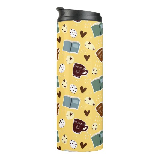 Bücher und Kaffee Thermosbecher (Nach rechts gedreht)