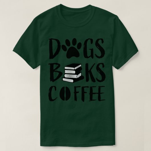 Bücher und Kaffee und Hunde und soziale Gerechtigk T-Shirt (Design vorne)