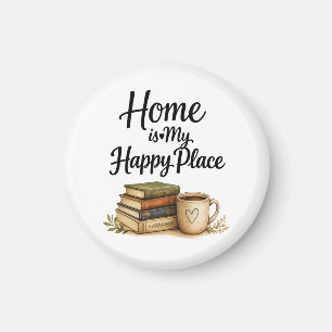 Bücher und Kaffee - Vintage-Buch Magnet