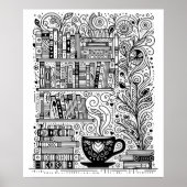 Bücher und Kaffeefarbe ich Doodle 2 Poster (Vorne)