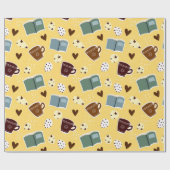 Bücher und Kaffeepapier Geschenkpapier (Flach)